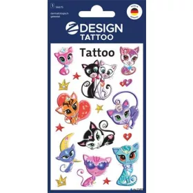   Matrica, tetoválás, 1 ív, 76x120 mm, AVERY ZWECKFORM, 'Z-Design No.56675', cicák