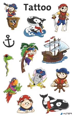 Matrica, tetoválás, 1 ív, 76x120 mm, AVERY ZWECKFORM, 'Z-Design No.56683', kalózok