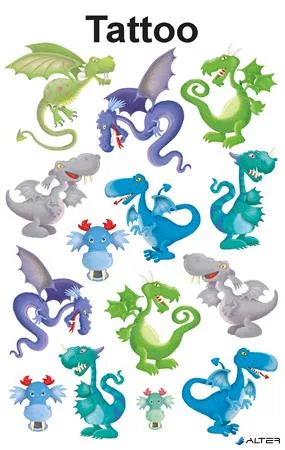 Matrica, tetoválás, 1 ív, 76x120 mm, AVERY ZWECKFORM, 'Z-Design No.56751', sárkányok