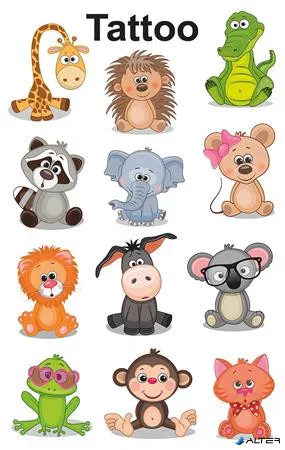 Matrica, tetoválás, 1 ív, 76x120 mm, AVERY ZWECKFORM, 'Z-Design No.56761', állatok