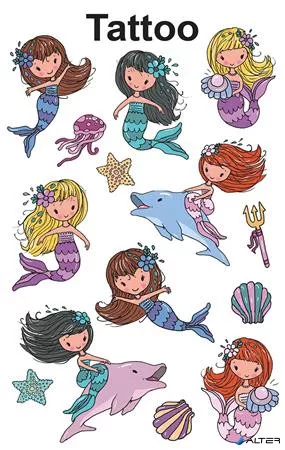 Matrica, tetoválás, 1 ív, 76x120 mm, AVERY ZWECKFORM, 'Z-Design No.56763', sellő