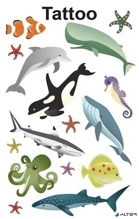 Matrica, tetoválás, 1 ív, 76x120 mm, AVERY ZWECKFORM, 'Z-Design No.56765', óceán