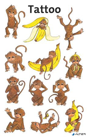 Matrica, tetoválás, 1 ív, 76x120 mm, AVERY ZWECKFORM, 'Z-Design No.56766', majom