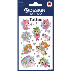   Matrica, tetoválás, 1 ív, 76x120 mm, AVERY ZWECKFORM, 'Z-Design No.56768',  tündérlányok és unikornisok