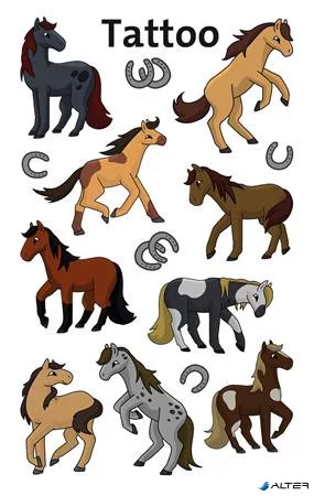 Matrica, tetoválás, 1 ív, 76x120 mm, AVERY ZWECKFORM, 'Z-Design No.56769',  lovak