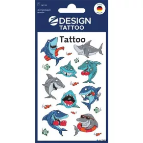   Matrica, tetoválás, 1 ív, 76x120 mm, AVERY ZWECKFORM, 'Z-Design No.56770',  cápák