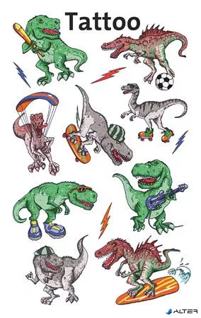 Matrica, tetoválás, 1 ív, 76x120 mm, AVERY ZWECKFORM, 'Z-Design No.56772',  dínók