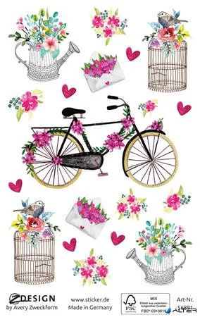 Matrica, papír, 3 ív, 76x120 mm, AVERY ZWECKFORM, "Z-Design No.56891", virágok