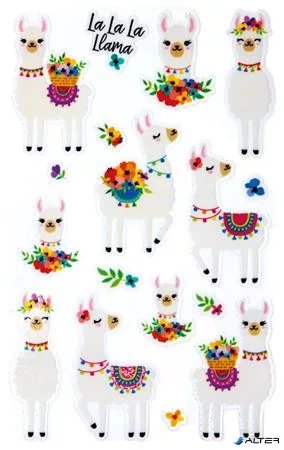 Matrica, műanyag, 1 ív, 76x120 mm, AVERY ZWECKFORM, "Z-Design No.57294", csillámos láma