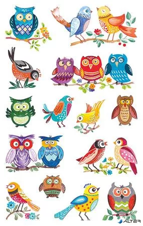 Matrica, papír, 3 ív, 76x120 mm, AVERY ZWECKFORM, "Z-Design No.57512", bagoly