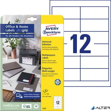 Etikett, univerzális, 97x42,3 mm, AVERY ZWECKFORM, 120 etikett/csomag