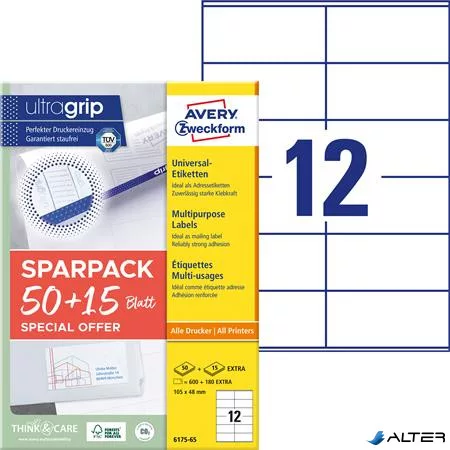 Etikett, univerzális, 105x48 mm, AVERY ZWECKFORM, "Sparpack", 780 etikett/csomag