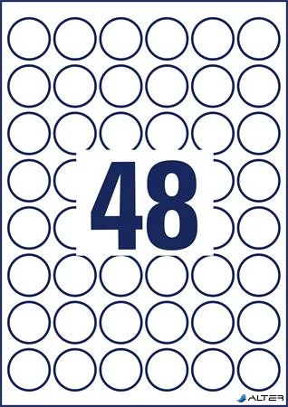 Etikett, 30 mm, kör, eltávolítható, AVERY ZWECKFORM, 480 etikett/csomag