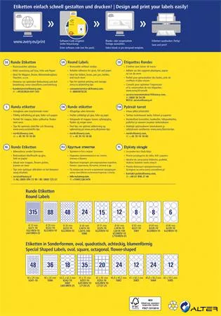 Etikett, 51 mm, kör, eltávolítható, AVERY ZWECKFORM, 150 etikett/csomag