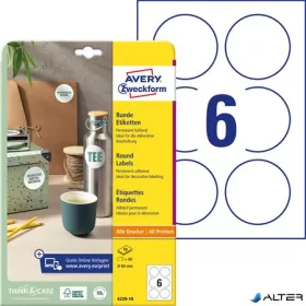   Etikett, univerzális, 80 mm, kör, AVERY ZWECKFORM, 60 etikett/csomag