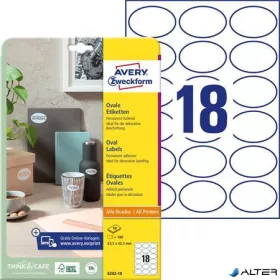   Etikett, univerzális, 63,5x42,3 mm, ovális, AVERY ZWECKOFRM, 180 etikett/csomag