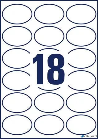 Etikett, univerzális, 63,5x42,3 mm, ovális, AVERY ZWECKOFRM, 180 etikett/csomag