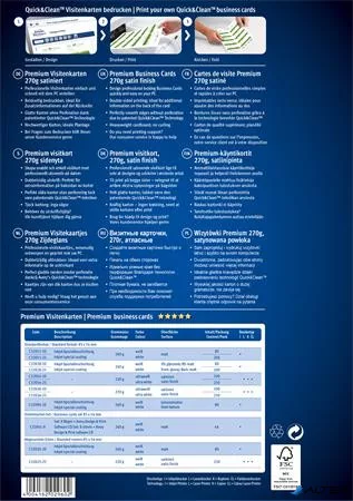 Névjegykártya, 85x54 mm, 270 g, mikroperforált,  AVERY ZWECKFORM, 250 db/csomag