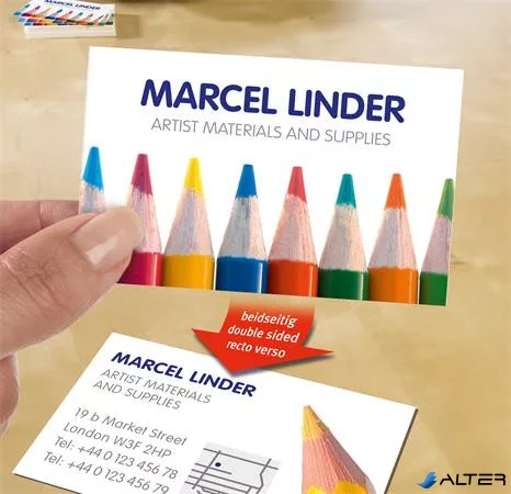 Névjegykártya, 85x54 mm, 270 g, mikroperforált,  AVERY ZWECKFORM, 250 db/csomag