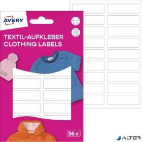   Ruhacímke, műanyag, iskolai, 45x13 mm, kézzel írható, AVERY ZWECKFORM, fehér, 36 címke/csomag