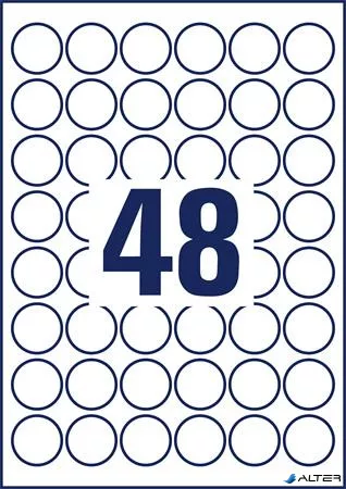 Etikett, kör, 30 mm, poliészter, időjárásálló, AVERY ZWECKFORM, fehér, 960 etikett/csomag