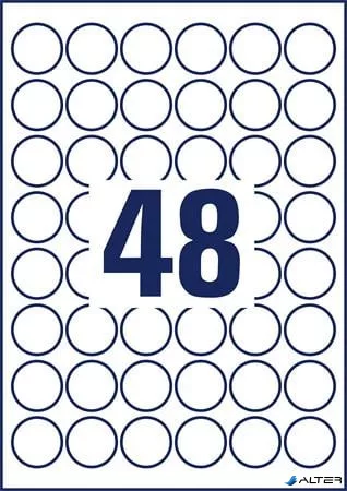 Etikett, kör, 30 mm, poliészter, időjárásálló, AVERY ZWECKFORM, fehér, 960 etikett/csomag