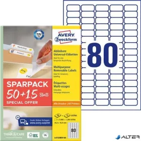   Etikett, univerzális, eltávolítható, 35,6x16,9 mm, AVERY ZWECKFORM, "Sparpack", 5200 etikett/csomag