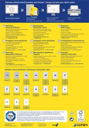 Etikett, univerzális, eltávolítható, 35,6x16,9 mm, AVERY ZWECKFORM, "Sparpack", 5200 etikett/csomag