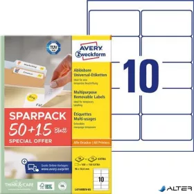   Etikett, univerzális, eltávolítható, 96x50,8 mm, AVERY ZWECKFORM, 'Sparpack', 650 etikett/csomag