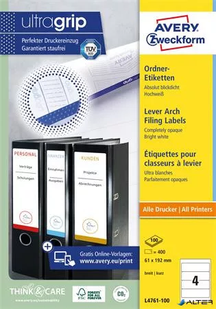 Iratrendező etikett, univerzális, 61x192 mm, AVERY ZWECKFORM, 400 etikett/csomag