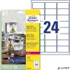 Etikett, 63,5x33,9 mm, poliészter, időjárásálló, AVERY ZWECKFORM, fehér, 480 etikett/csomag
