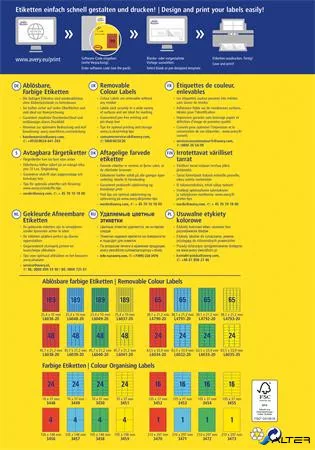 Etikett, univerzális, 38,1x 21,2mm, eltávolítható, kerekített sarkú, AVERY ZWECKFORM, 1300 etikett/csomag, piros