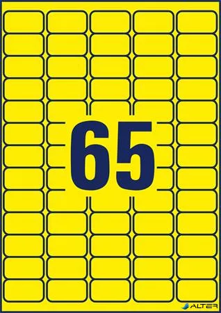 Etikett, univerzális, 38,1x 21,2mm, eltávolítható, kerekített sarkú, AVERY ZWECKFORM, 1300 etikett/csomag, sárga