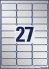Etikett, 63,5x29,6 mm, poliészter, időjárásálló, AVERY ZWECKFORM, ezüst, 540 etikett/csomag