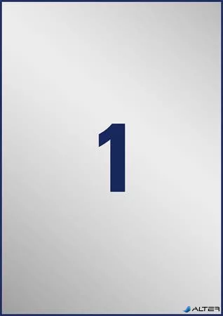 Etikett, 210x297 mm, poliészter, időjárásálló, AVERY ZWECKOFRM, ezüst, 20 etikett/csomag