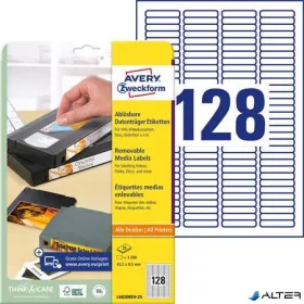   Etikett, univerzális 43,2x8,5 mm, eltávolítható, kerekített sarkú, AVERY ZWECKFORM, 3200 etikett/csomag