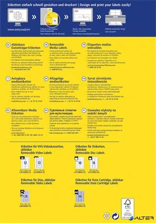 Etikett, univerzális, 63,5x8,5 mm, eltávolítható, kerekített sarkú, AVERY ZWECKFORM, 2400 etikett/csomag