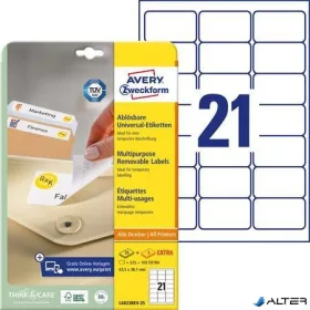  Etikett, univerzális, 63,5x38,1 mm, eltávolítható, kerekített sarkú, AVERY ZWECKFORM, 630 etikett/csomag