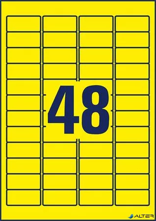 Etikett, univerzális, 45,7x21,2 mm, eltávolítható, kerekített sarkú, AVERY ZWECKFORM, 960 etikett/csomag, sárga