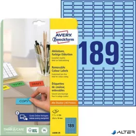  Etikett, univerzális, 25,4x10 mm, eltávolítható, kerekített sarkú, AVERY ZWECKFORM, 3780 etikett/csomag, kék