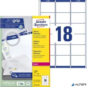   Etikett, univerzális, 63,5x46,6 mm, kerekített sarkú, AVERY ZWECKFORM, 1800 etikett/csomag