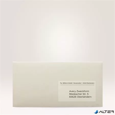 Etikett, poliészter, 38x21,2 mm, kerekített sarkú, AVERY ZWECKFORM, átlátszó, 1625 etikett/csomag