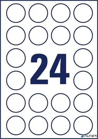 Etikett, 40 mm, kör, poliészter, AVERY ZWECKFORM, átlátszó, 600 etikett/csomag