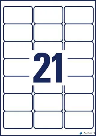 Etikett, 63,5x38,1 mm, poliészter, AVERY ZWECKFORM, átlátszó, 525 etikett/csomag