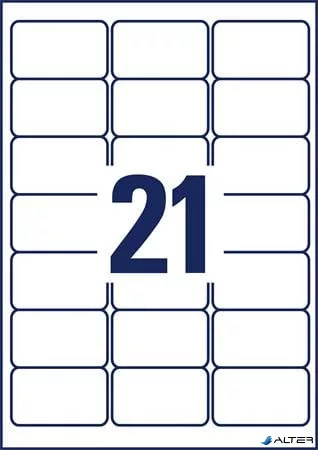 Etikett, 63,5x38,1 mm, poliészter, AVERY ZWECKFORM, átlátszó, 525 etikett/csomag