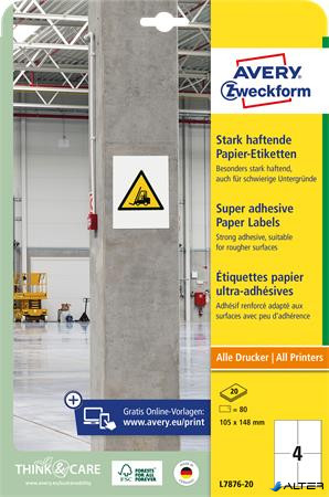 Etikett, univerzális, 105x148 mm, extra erős, AVERY ZWECKFORM, 80 etikett/csomag