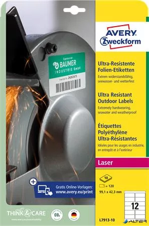 Etikett, univerzális, 99,1x42,3 mm, extra erős, polietilén, AVERY ZWECKFORM, 120 etikett/csomag
