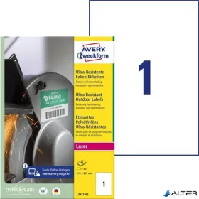   Etikett, univerzális, 210x297 mm, extra erős, polietilén, AVERY ZWECKFORM, 40 etikett/csomag