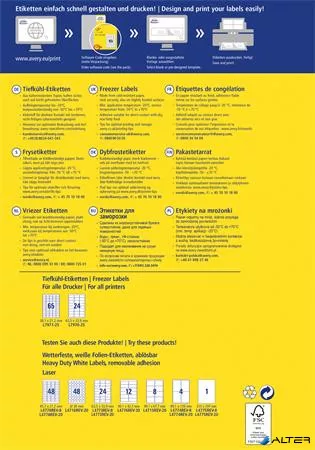 Etikett, 38,1x21,2 mm, fagyasztható, AVERY ZWECKFORM, 1625 etikett/csomag