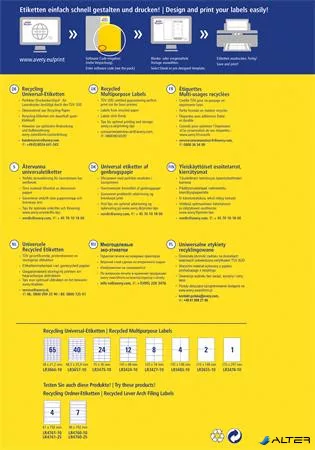 Etikett, univerzális, 210x148 mm, újrahasznosított, AVERY ZWECKFORM, 20 etikett/csomag